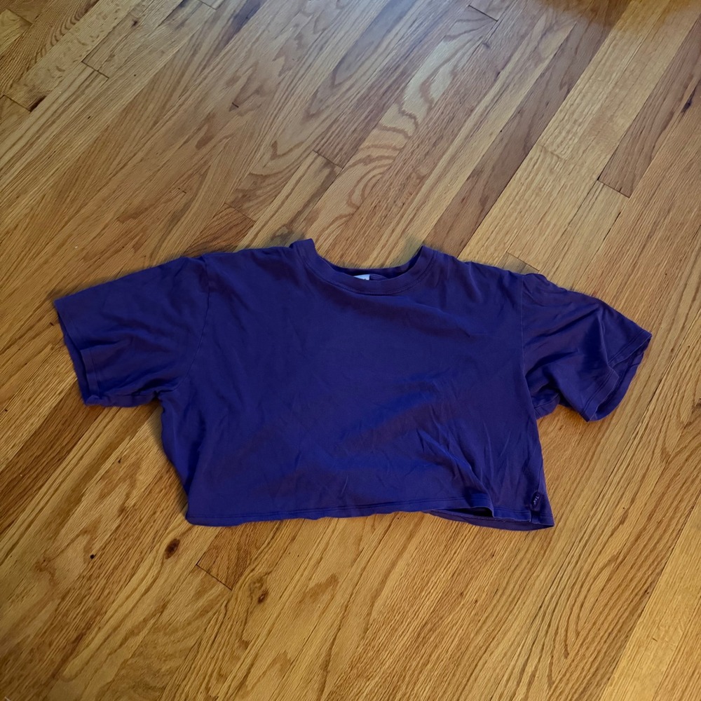 Tna Aritzia Cropped Short Sleeve T-Shirt Size 2 Purple 100% Cotton OTC3-10166-11